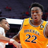Nov 14, 2021; Syracuse, New York, USA; Drexel Dragons forward Amari Williams (22) drives to the basket against the defense of Syracuse Orange center Frank Anselem (left) during the first half at the Carrier Dome. (Rich Barnes-USA TODAY Sports)
