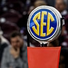 SEC logo on a first down marker