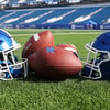 Kentucky footballs and helmets at Kroger Field on Media Day - Dr. Michael Huang, Kentucky Sports Radio