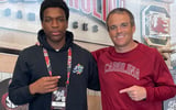 Asheville (NC) 2025 LB Justin Rowe is pictured with South Carolina head coach Shane Beamer on a visit in Columbia (Credit: Justin Rowe | X)