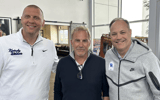 Mark Pope (left), Kevin Costner (middle), and Mark Fox | Photo via Mark Fox (@coachmarkfox)
