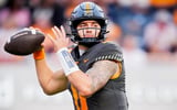 Tennessee quarterback Joey Aguilar (6) throws the ball during Tennessee's game against New Mexico State in Neyland Stadium in Knoxville, Tenn., on Nov. 15, 2025.