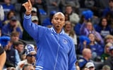 Dec 6, 2025; Memphis, Tennessee, USA; Memphis Tigers Head Coach Penny Hardaway reacts against the Baylor Bears during the second half at FedExForum. Mandatory Credit: Wesley Hale-Imagn Images