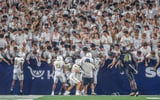 Celebration after Rahkeem Smith kick return TD