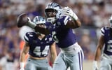 Kansas State Wildcats linebacker Darien Whitaker (6) reacts after recovering the ball during the game against Nicholls Colonels