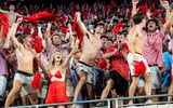 Ole Miss fans celebrate after Ole Miss defensive back Jaylon Braxton (2) caught a game winning interception during a college