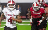 Indiana's AJ Harris (4) during Indiana University spring football practice on Thursday, March 26, 2026.