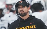 Iowa State head coach Jimmy Rogers watches the action during the second quarter against Utah on Sept. 26, 2026, at Jack Trice