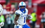 Oct 3, 2026; Columbia, South Carolina, USA; Kentucky Wildcats running back CJ Baxter (1) rushes against the South Carolina Gamecocks in the second half at Williams-Brice Stadium. Mandatory Credit: Jeff Blake-Imagn Images