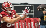 Indiana's Andrew Barker (85) during Indiana University's football camp practice on Wednesday, Aug. 19, 2026.