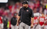 Ohio State Buckeyes head coach Ryan Day watches during the NCAA football game against the Maryland Terrapins at Ohio Stadium in