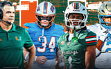 Mario Cristobal, Brysen Wright, Asher Ghioto and Casey Barner afi