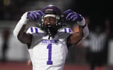 Southwinds Khamoni Williams (1) celebrates after scoring a touchdown during the game between Southwind High School and Houston
