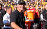 Michigan head coach Kyle Whittingham walks up the tunnel after 13-6 loss to Indiana in overtime at Michigan Stadium in Ann Arbor