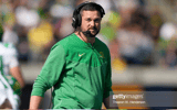 BERKELEY, CALIFORNIA - OCTOBER 29: Head coach Dan Lanning of the Oregon Ducks looks on from the sidelines against the California Golden Bears during the first quarter of an NCAA football game at FTX Field at California Memorial Stadium on October 29, 2022