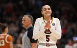 South Carolina Gamecocks guard Tessa Johnson (5) reacts after defeating the Texas Longhorns during the semifinal of the women's 2025 NCAA tournament at Amalie Arena. Mandatory Credit: Nathan Ray Seebeck-Imagn Images