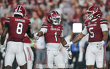 South Carolina football players Nyck Harbor, Rahsul Faison and Jordan Dingle during the Vanderbilt game on Sept. 13, 2025 (C.J. Driggers | GamecockCentral.com)