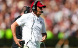 Oct 18, 2025; Columbia, South Carolina, USA; South Carolina Gamecocks head coach Shane Beamer directs his team against the Oklahoma Sooners in the second quarter at Williams-Brice Stadium. Mandatory Credit: Jeff