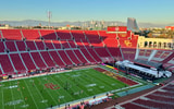 The Los Angeles Memorial Coliseum before a game between the USC Trojans and Northwestern Wildcats