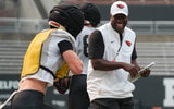 In his opening months in Corvallis, Oregon State football coach JaMarcus Shephard, right, has put an emphasis on making personal
