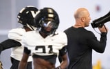 Vanderbilt Coach Clark Lea runs preseason practice at the schools indoor facility Friday, Aug. 14, 2026.