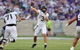 Army QB Cale Hellums throws a pass against Kansas State on September 6, 2025.