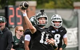 Michigan State quarterback Alessio Milivojevic during football practice on Thursday, Aug. 6, 2026, in East Lansing. - Nick King, USA TODAY Sports