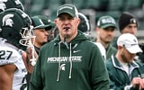 Michigan State's head coach Pat Fitzgerald looks on during the football Spring Showcase on Saturday, April 18, 2026, at Spartan Stadium in East Lansing. - Nick King, USA TODAY Sports