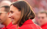 The new Rutgers Athletic Director, Keli Zinn, is shown before the start of the football game, Thursday, August 28, 2025, in.