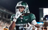 Michigan State wide receiver Rodney Bullard Jr. (3) celebrates a touchdown against Toledo during the second half at Spartan Stadium in East Lansing on Friday, Sept. 4, 2026. - Junfu Han, USA TODAY Sports