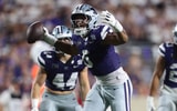 Kansas State Wildcats linebacker Darien Whitaker (6) reacts after recovering the ball during the game against Nicholls Colonels