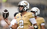 Vanderbilt quarterback Jared Curtis (2) warms up before a game against Delaware at FirstBank Stadium in Nashville, Tenn.,