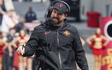 Iowa State football head coach Jimmy Rogers reacts after an interception against Bowling Greenís during the first quarter on