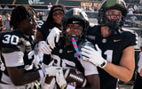 Vanderbilt cornerback Cayden Daniels (26) celebrates his game winning touchdown off of a NC State fumble during the final