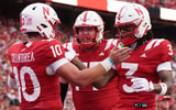 Nebraska football QB Anthony Colandrea (10), WR Kwazi Gilmer (3) and OL Gunnar Gottula vs. North Dakota