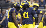 Michigan Wolverines football defensive ends Carter Meadows and Tariq Boney against UTEP. (Photo by IMAGN IMAGES via Reuters Connect)