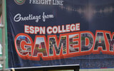ESPN’s “College GameDay” set is built in front of Ayres Hall, on University of Tennessee’s campus in Knoxville, Tenn., Sept. 24, 2026.