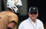 Vanderbilt Offensive Coordinator Tim Beck and quarterback Blaze Berlowitz (1) during practice at Vanderbilt Universitys McGugin