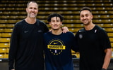 Former Colorado players Austin Dufault (left) and KJ Simpson (center), and former CU staff member Ben Potts.