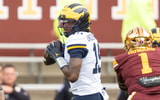 Oct 3, 2026; Minneapolis, Minnesota, USA; Michigan Wolverines quarterback Bryce Underwood (19) steps back to pass against the Minnesota Golden Gophers in the fourth quarter at Huntington Bank Stadium. Mandatory Credit: Matt Blewett-Imagn Images