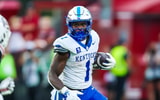 Oct 3, 2026; Columbia, South Carolina, USA; Kentucky Wildcats running back CJ Baxter (1) rushes against the South Carolina Gamecocks in the second half at Williams-Brice Stadium. Mandatory Credit: Jeff Blake-Imagn Images
