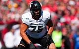 Michigan State Spartans offensive linenam Ben Murawski (75) during the game against the Wisconsin Badgers at Camp Randall Stadium. - Jeff Hanisch, USA TODAY Sports