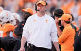 Tennessee coach Josh Heupel on the sidelines during a game between Tennessee and Alabama in Neyland Stadium in Knoxville, Tenn., Oct. 17, 2026.