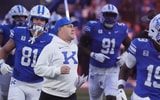 Kentuckys coach Will Stein came out with players against LSU at Kroger Field Saturday evening.Oct. 10, 2026