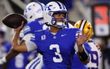 Oct 10, 2026; Lexington, Kentucky, USA;  Kentucky Wildcats quarterback Kenny Minchey (3) looks to throw a pass against the LSU Tigers during the third quarter at Kroger Field.  Mandatory Credit: Jordan Prather-Imagn Images
