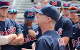 Ole Miss baseball coach Mike Bianco addresses his team on Sunday