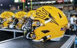 Arizona State Sun Devils helmets during the college football game between the Utah Utes and the Arizona State Sun Devils on September 24, 2022 at Sun Devil Stadium in Tempe, Arizona. (Photo by Kevin Abele/Icon Sportswire via Getty Images)