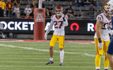 USC safety Bryson Shaw prepares for a play in a game against the Arizona Wildcats