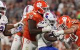 CLEMSON, SC - SEPTEMBER 17: Clemson Tigers defensive tackle DeMonte Capehart (19) tackles Louisiana Tech running back Marquis Crosby (33) during a college football game between the Louisiana Tech Bulldogs and the Clemson Tigers on September 17, 2022, at C