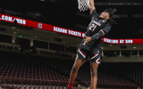 South Carolina forward Ja'Von Benson dunks in a preseason scrimmage